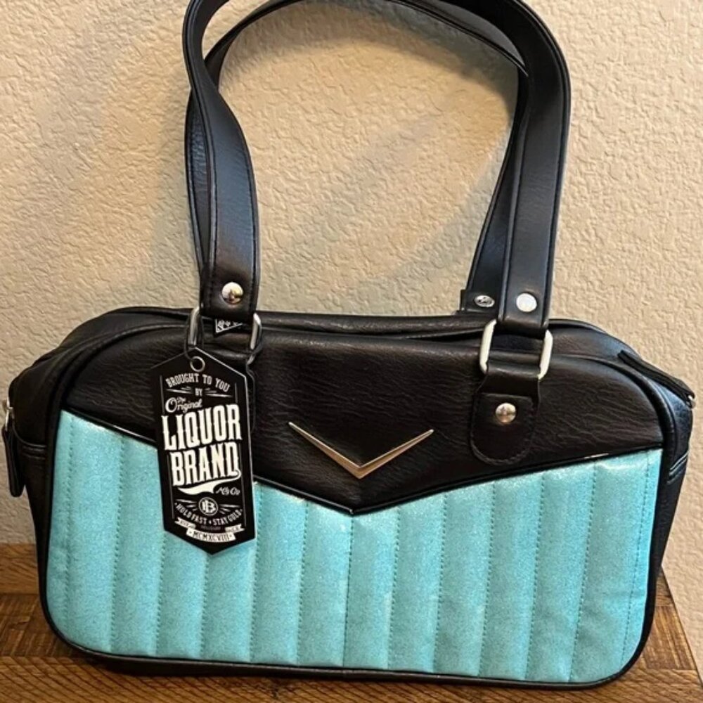 ISO Liquor Brand Bonneville Bowler Purse with Chevron Logo
